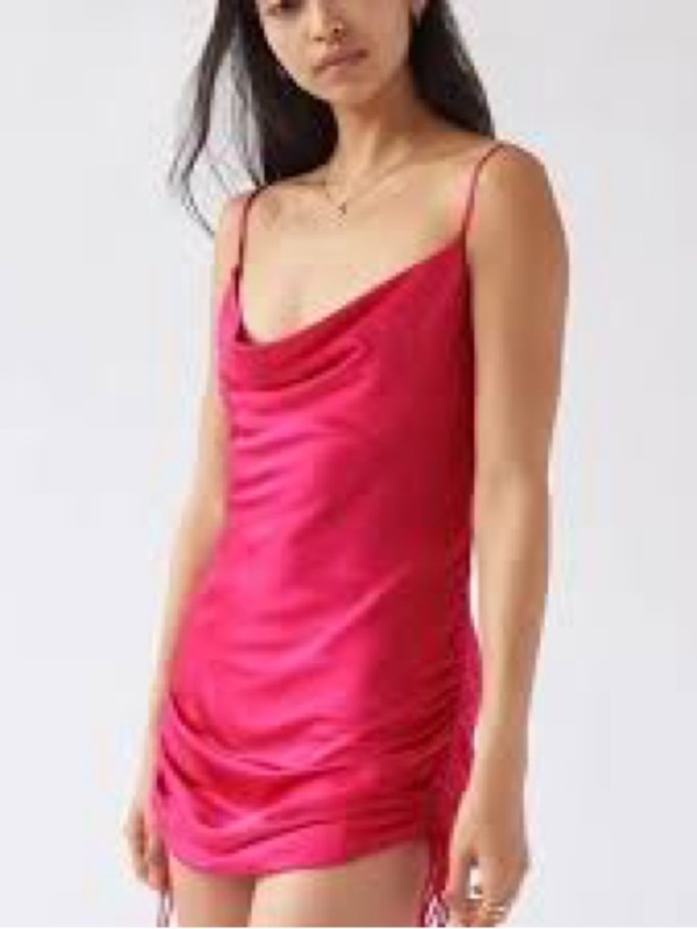 NWT Wilfred Aritzia Only Ruched Slip Dress Electron Fuchsia - Size XL